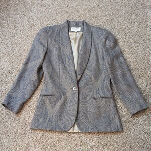 🇺🇸 Vintage Fully Lined Paisley Tapestry Shawl Collar Blazer Made in USA